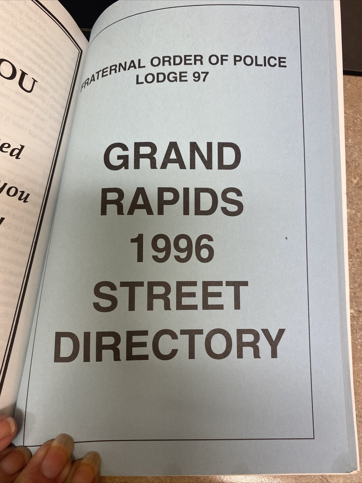 1996 FOP Fraternal Order of Police Lodge 97 Grand Rapids MI Directories 