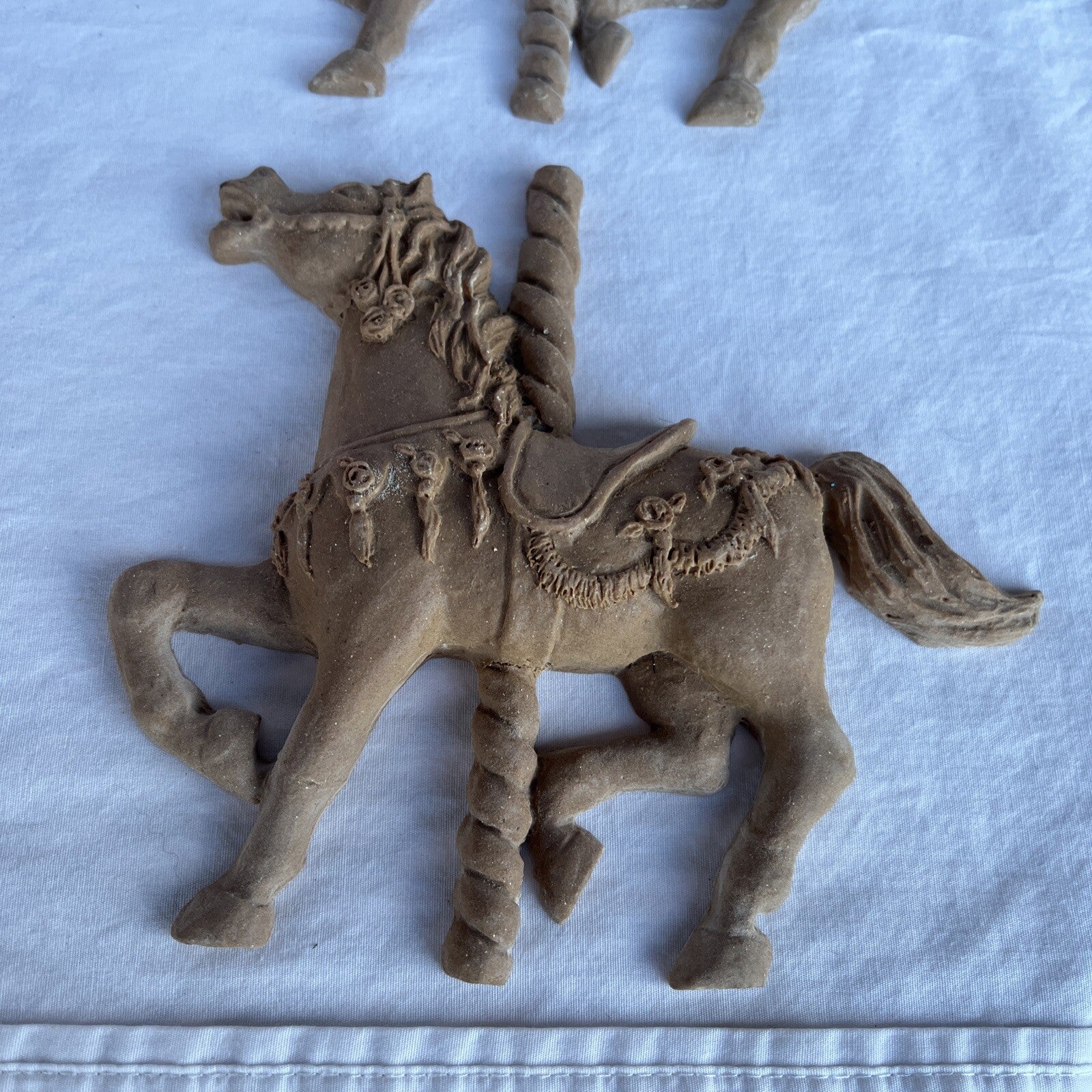 2 Wall Resin Carousel Horses Unpainted