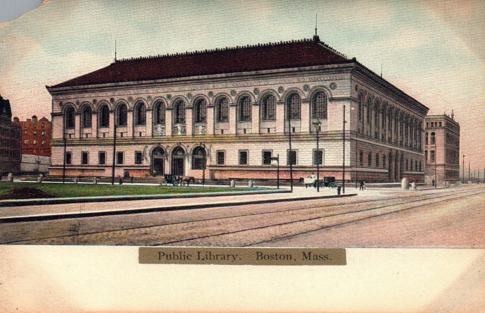 Public Library, Boston, Massachusetts Mass Postcard