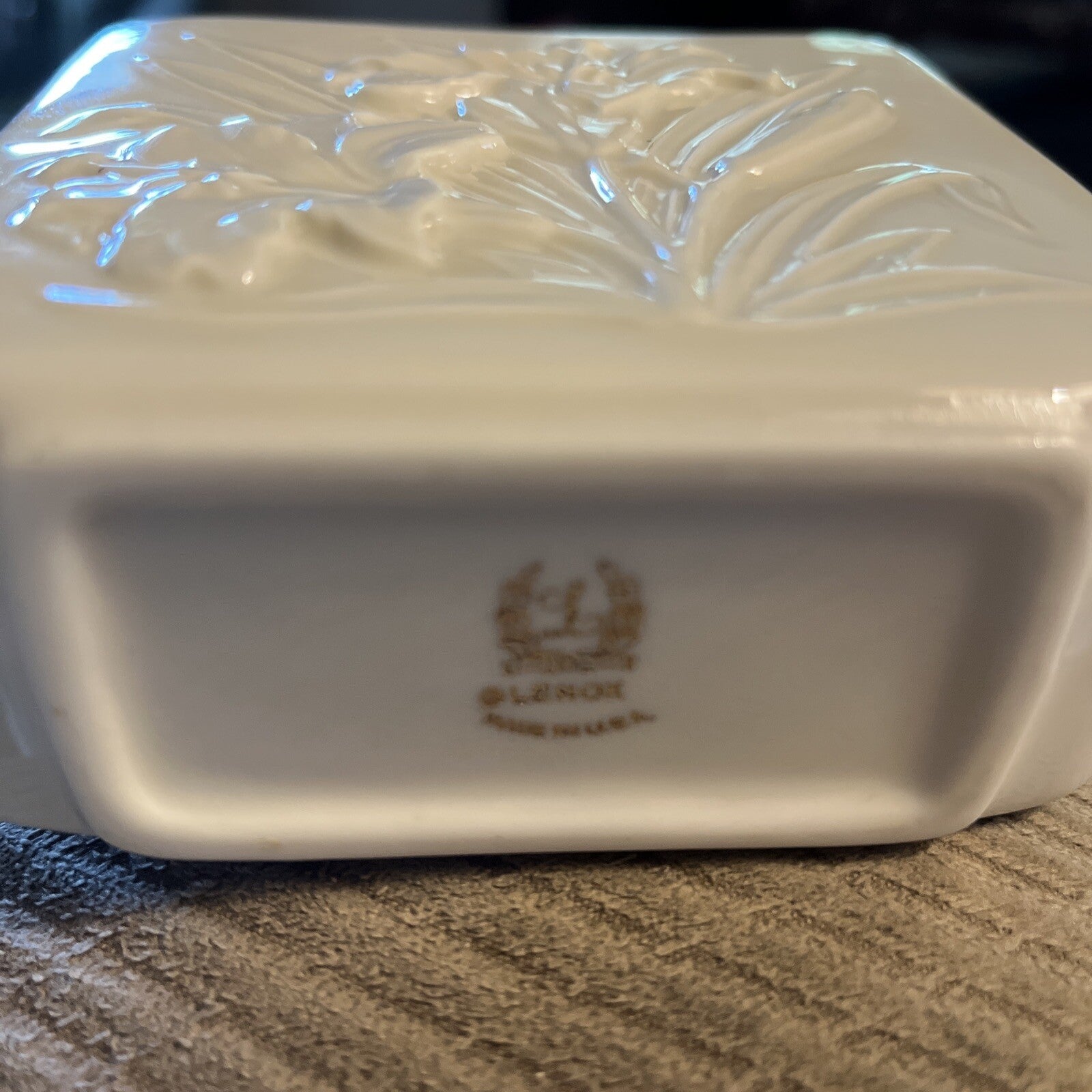 Lenox China Tiger Lily Square Vase Trimmed 24K Gold No Box