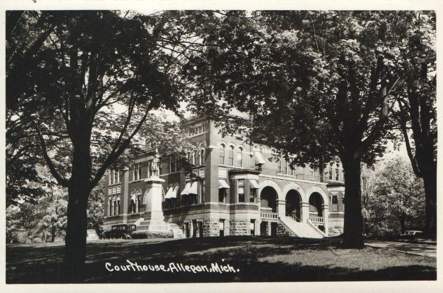Real Photo Courthouse Through The Trees Allegan Michigan  MI Postcard