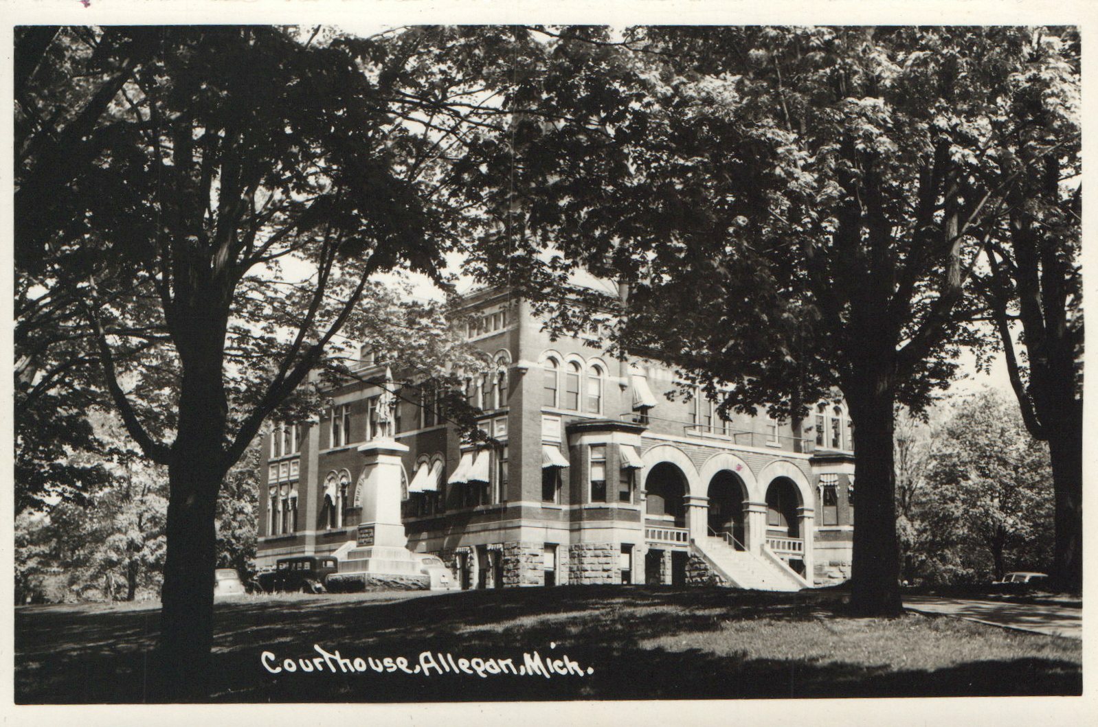 Real Photo Courthouse Through The Trees Allegan Michigan  MI Postcard