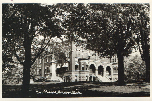 Real Photo Courthouse Through The Trees Allegan Michigan  MI Postcard