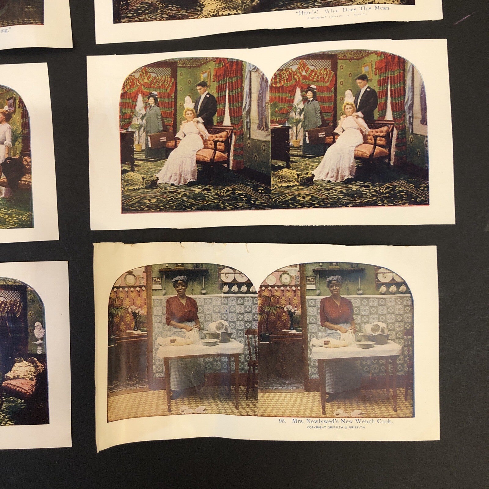 Stereo View Paper Cards Naughty Man & Maid Black Americana Lot of 12