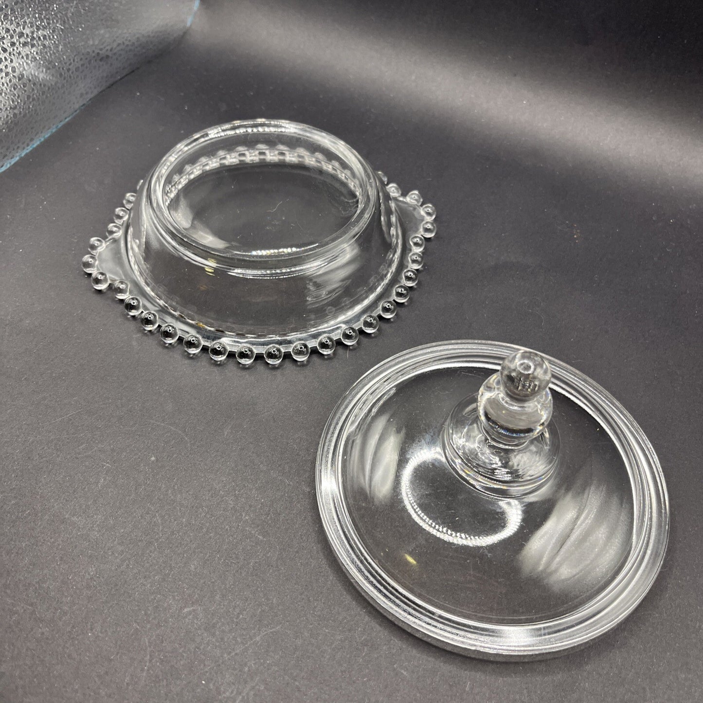 Candlewick Lidded Double Handle Clear Glass Jar Imperial Glass