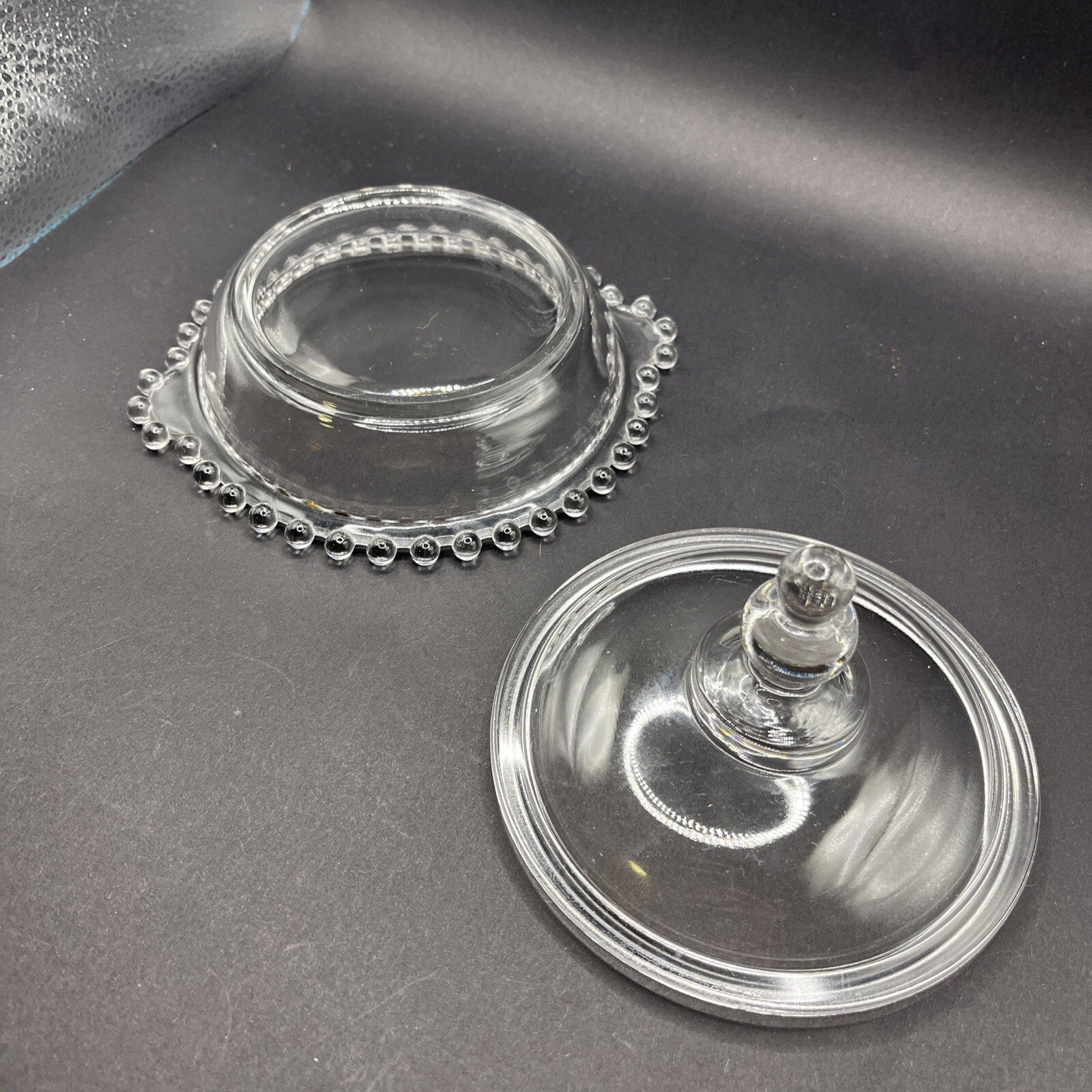 Candlewick Lidded Double Handle Clear Glass Jar Imperial Glass