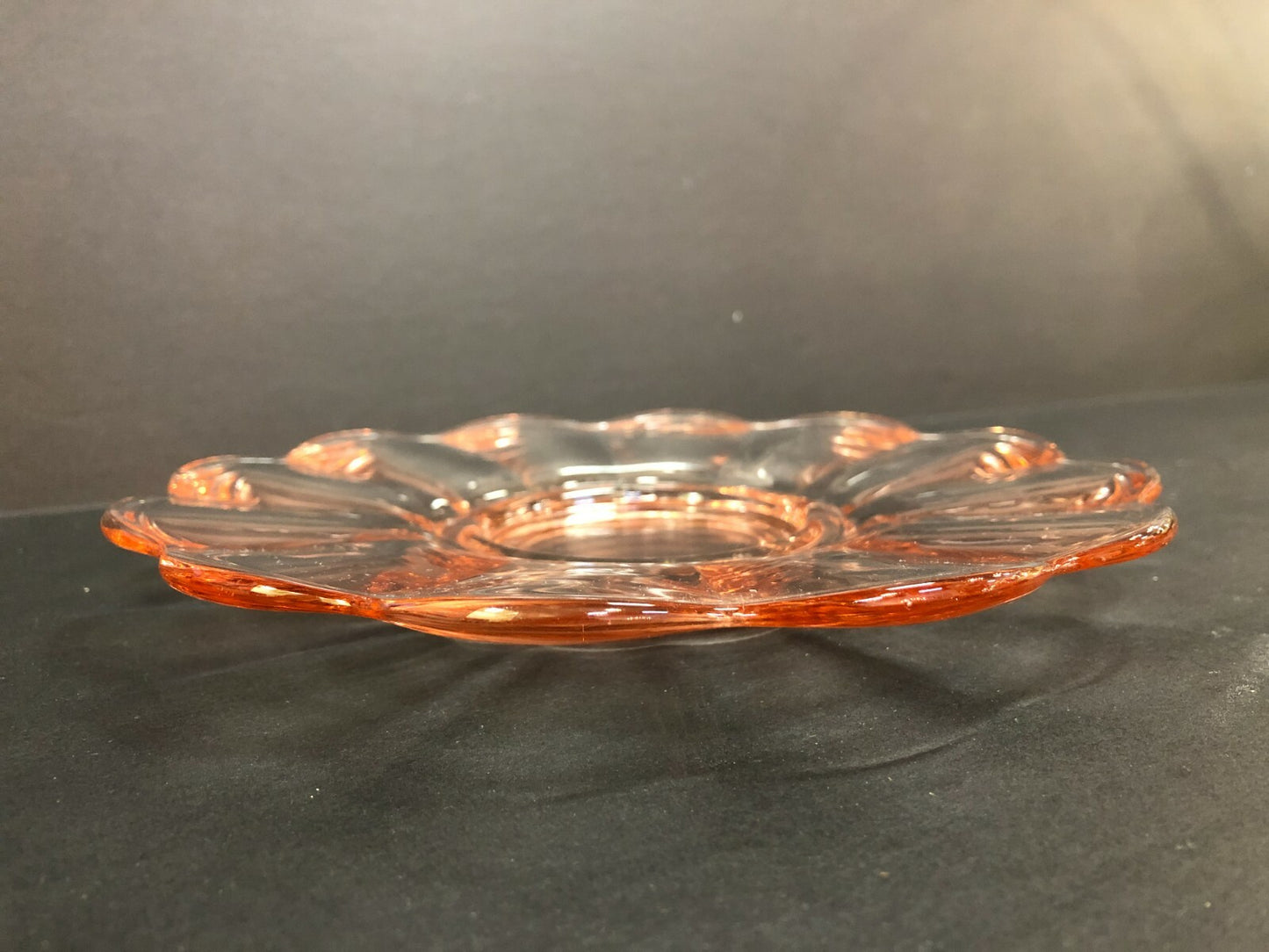 Pink Depression Glass Scalloped Dish 8" round