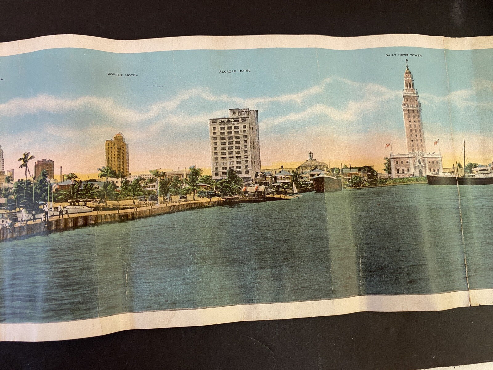 RARE GIANT Panoramic View Waterfront Miami  Florida FL Panoramic Postcard