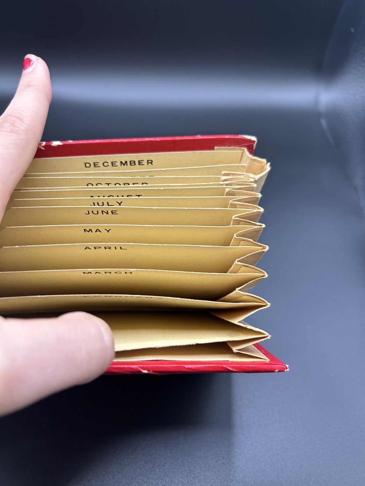 Vintage Red 12 Month Check File Jan-Dec Made in Japan