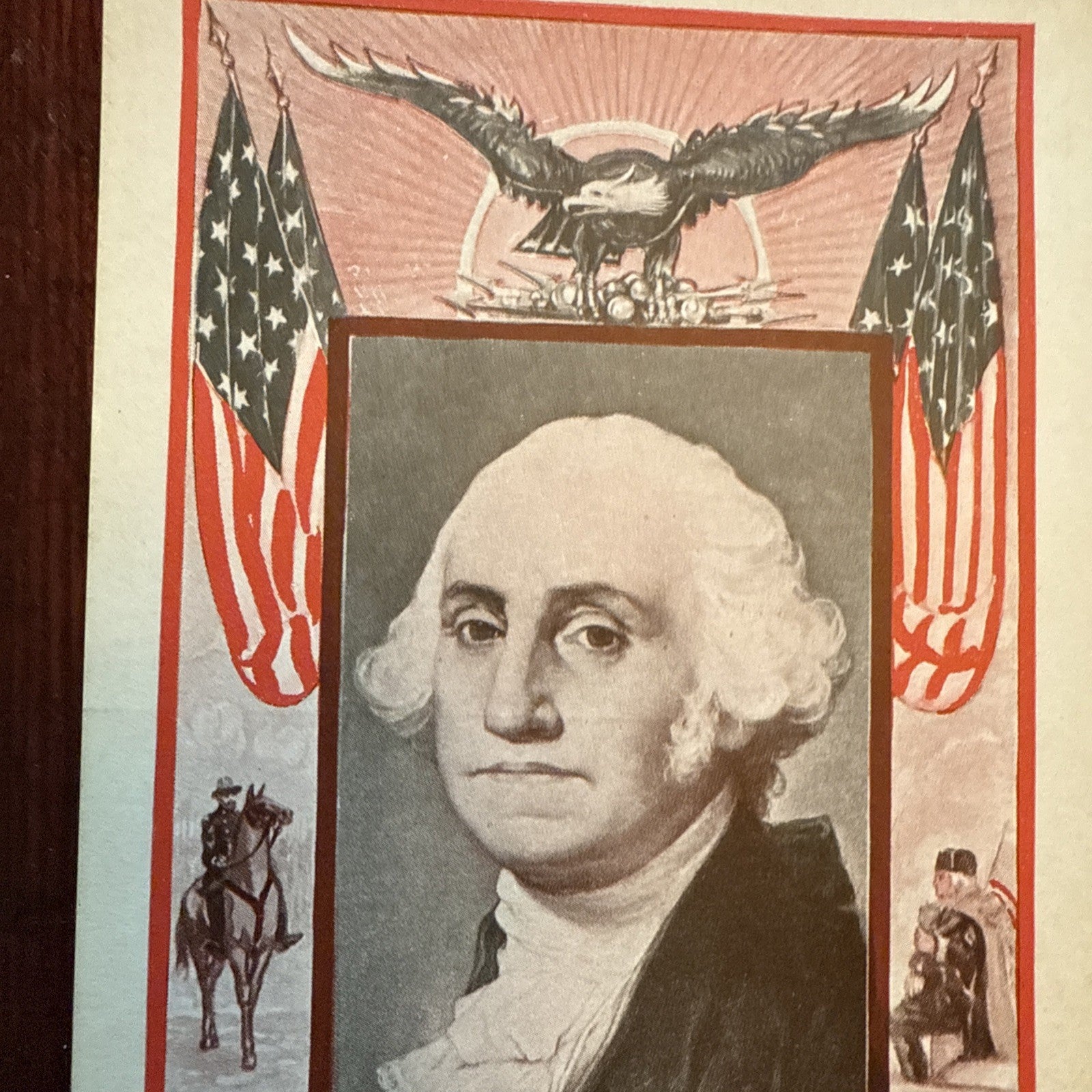 George Washington by J I Austen Postcard Eagle & Flags c1910's *Scarce