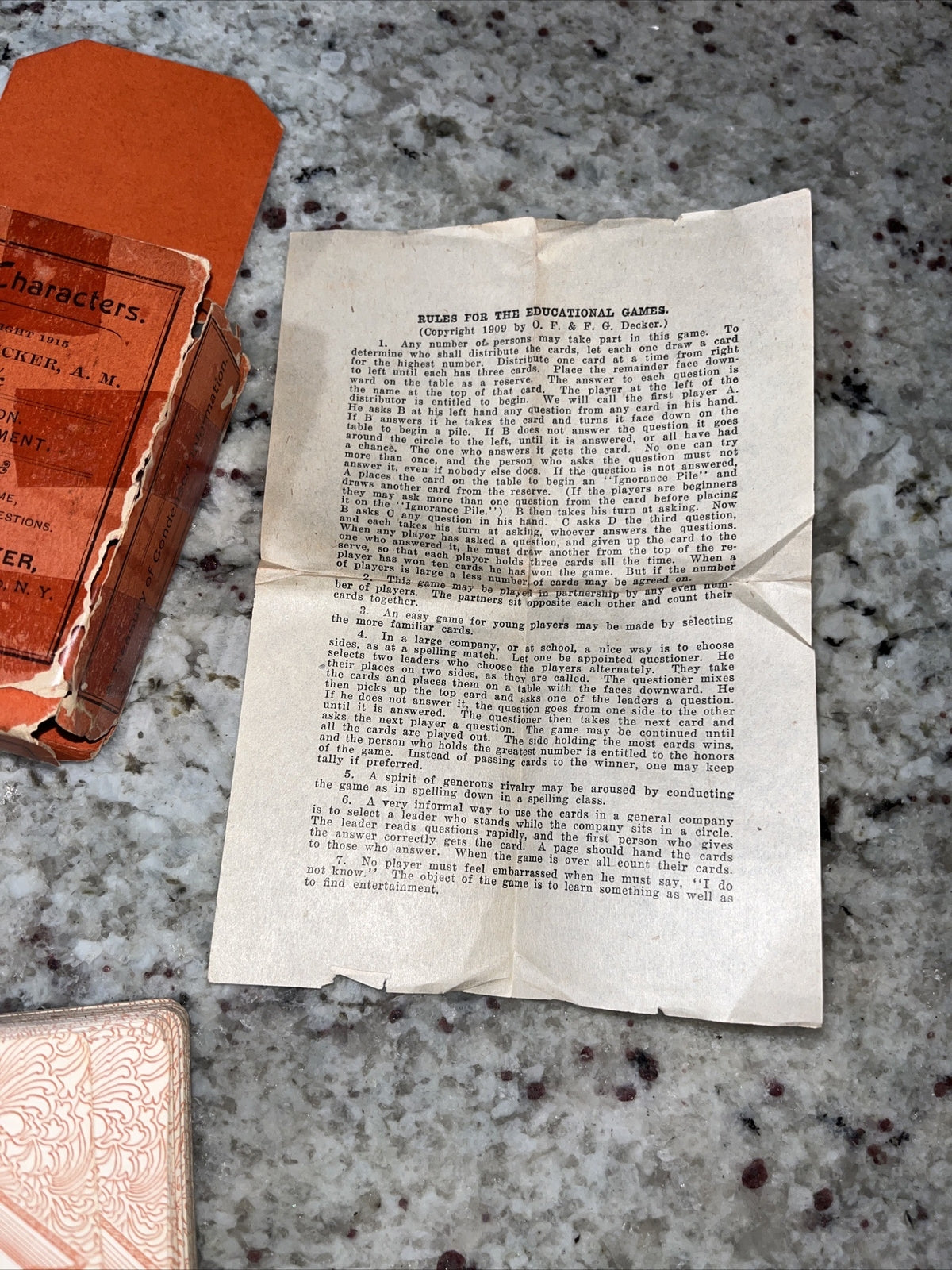 Antique 1915 Bible Characters Trivia Card Game By F.G. Decker A.M. Rare Complete