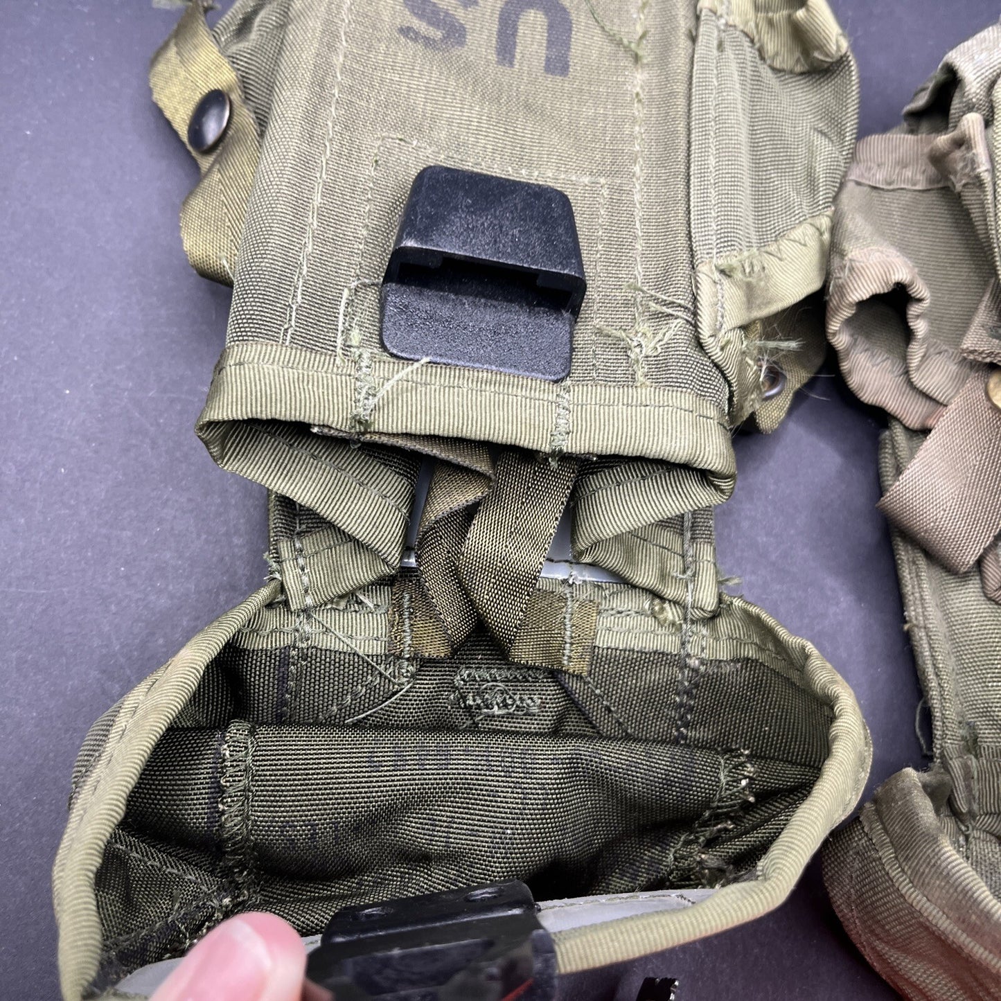 US Military Ammo Pouch Case Small Arms Canvas w/ Alice Clips Lot Of 2