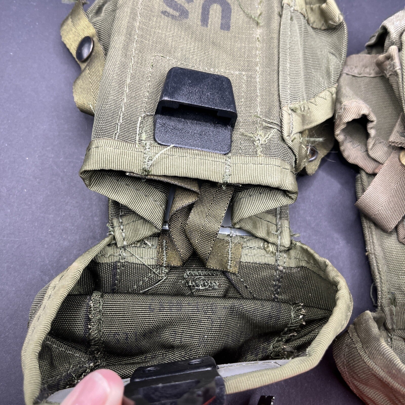 US Military Ammo Pouch Case Small Arms Canvas w/ Alice Clips Lot Of 2