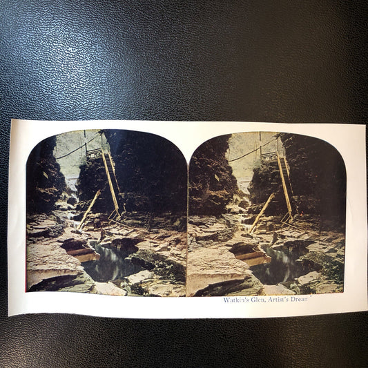 RARE Stereoview Paper Cards Watkins Glen Artists Dream New York