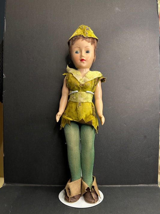 1950's Vintage Peter Pan Doll Blinking Eyes Arms and Legs That Move With Stand