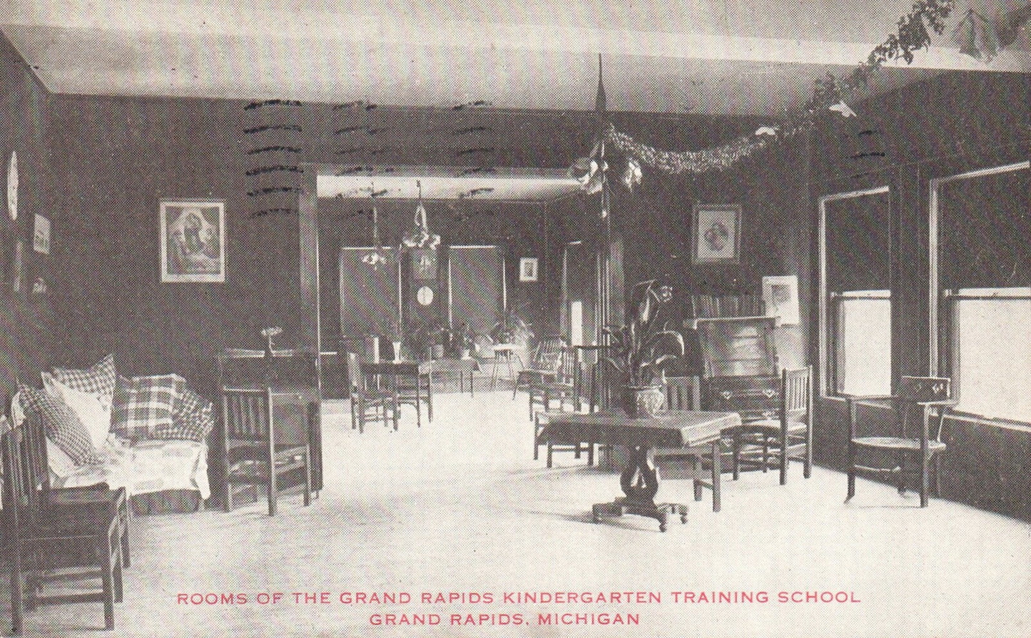 Grand Rapids Kindergarten Training School Room Vintage Michigan Mich MI Postcard