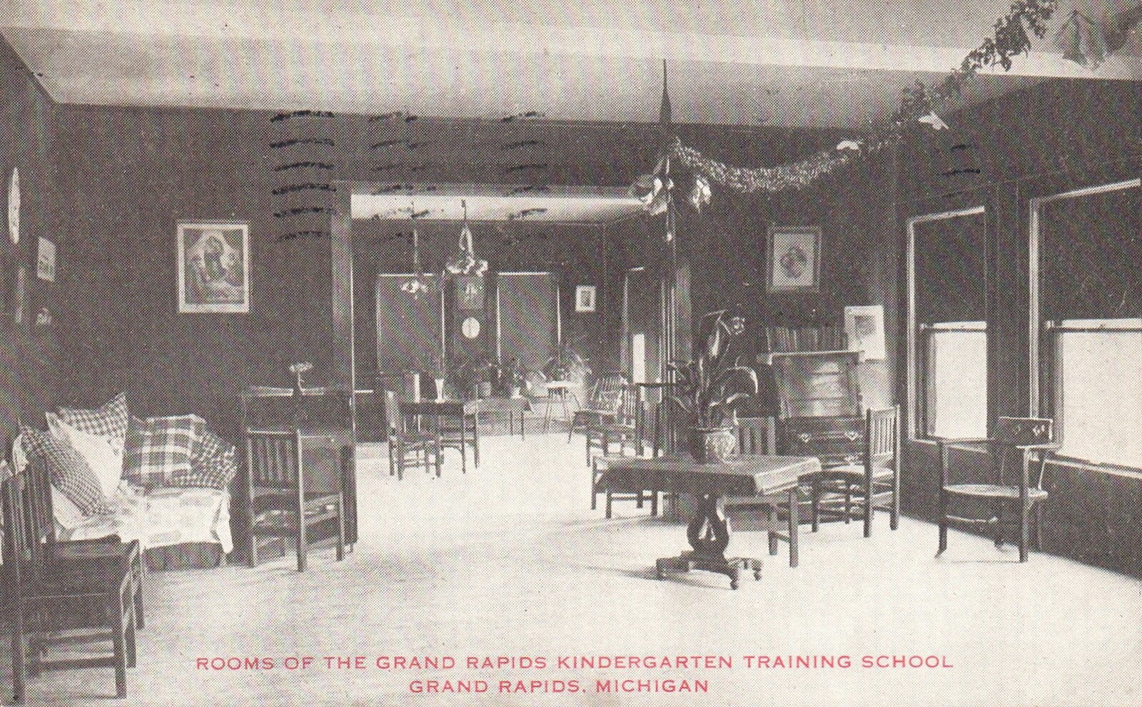 Grand Rapids Kindergarten Training School Room Vintage Michigan Mich MI Postcard