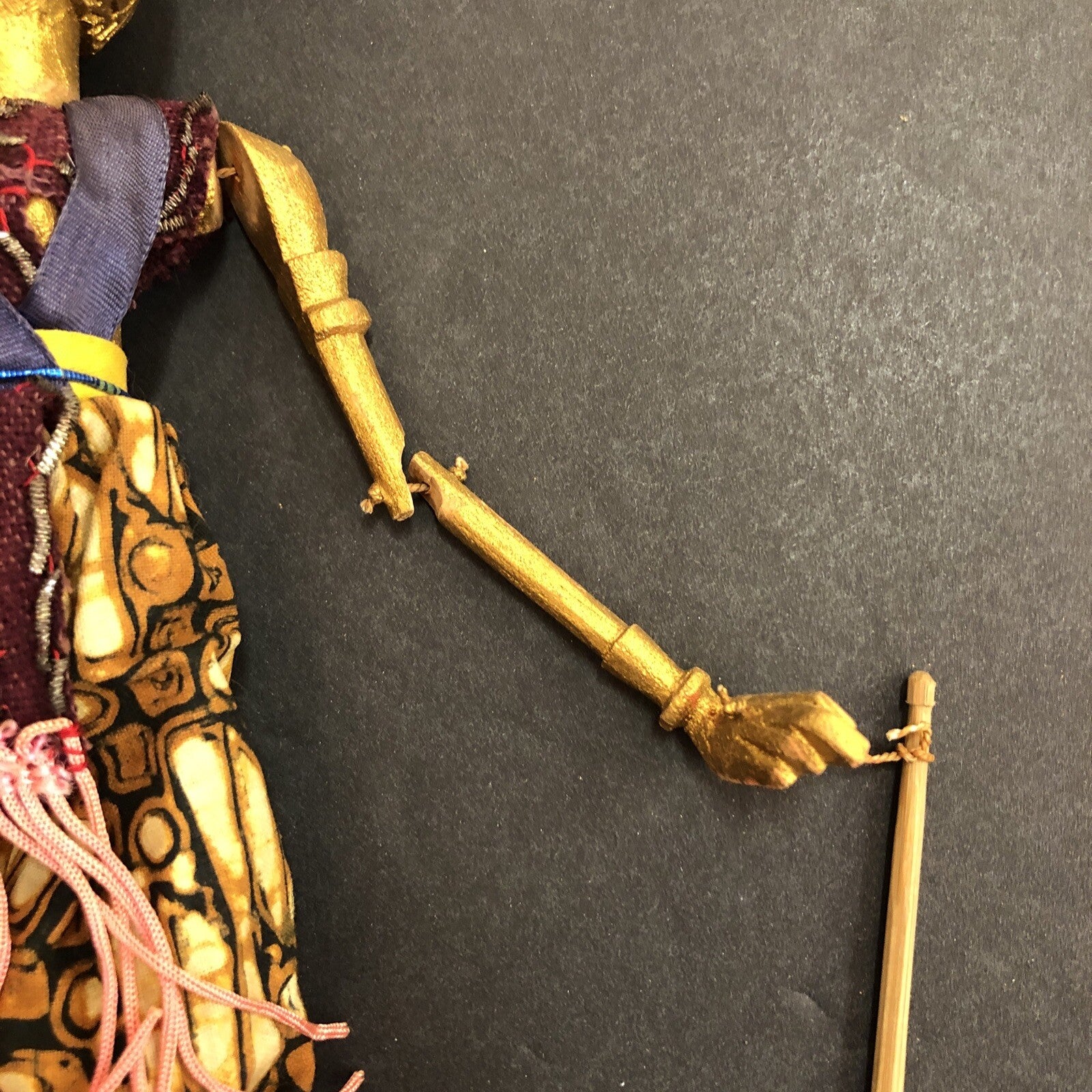 Vintage Wooden Egyptian Red Black Hat Gold Hand Puppet