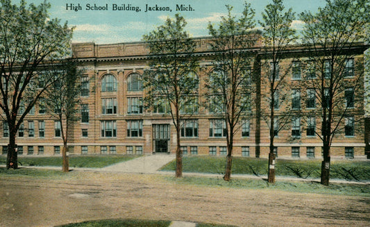 1910 High School Jackson MI Michigan Mich Postcard