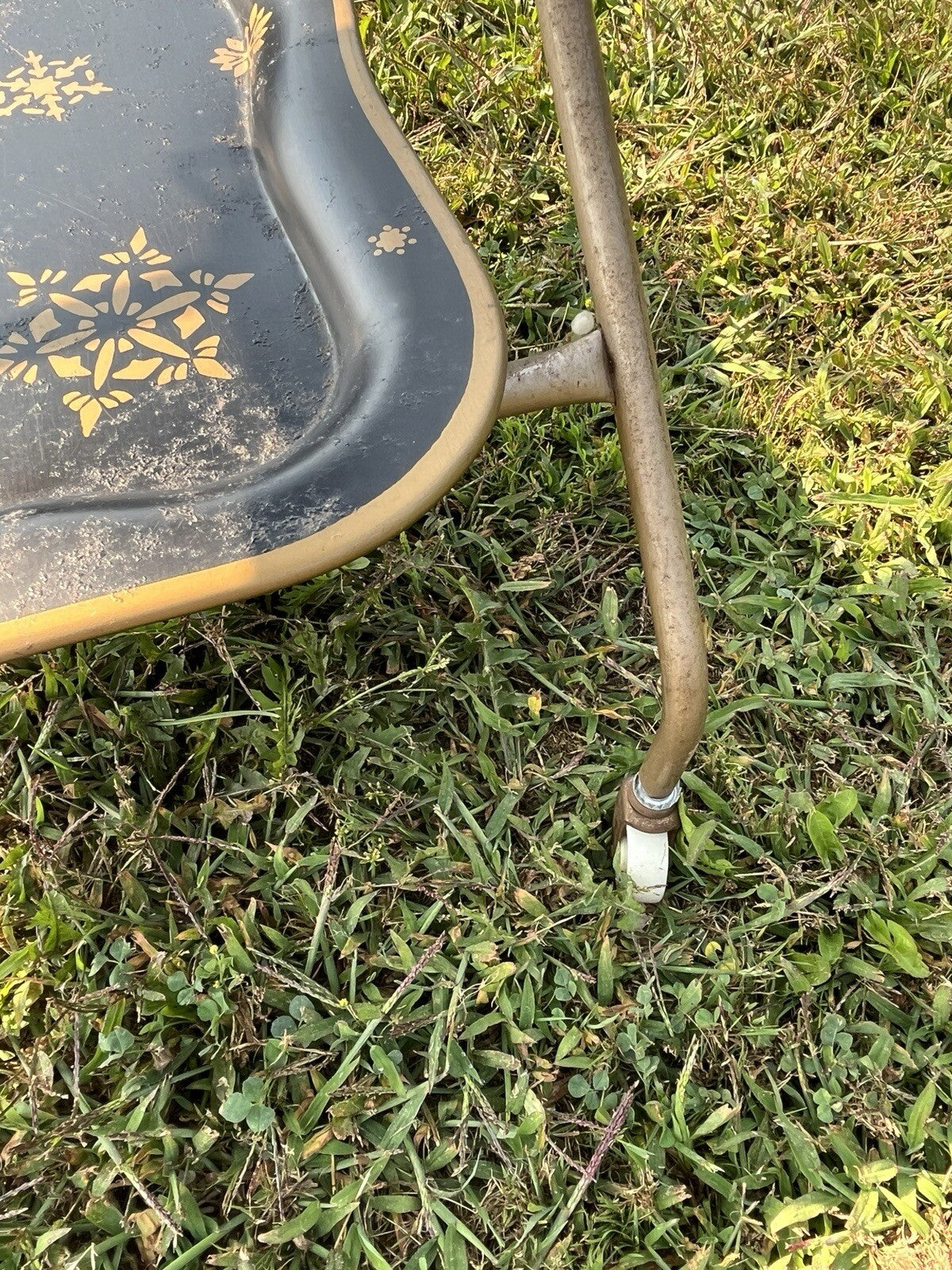 VINTAGE  SERVING CART TEA TROLLEY RETRO 1960s Black/Gold
