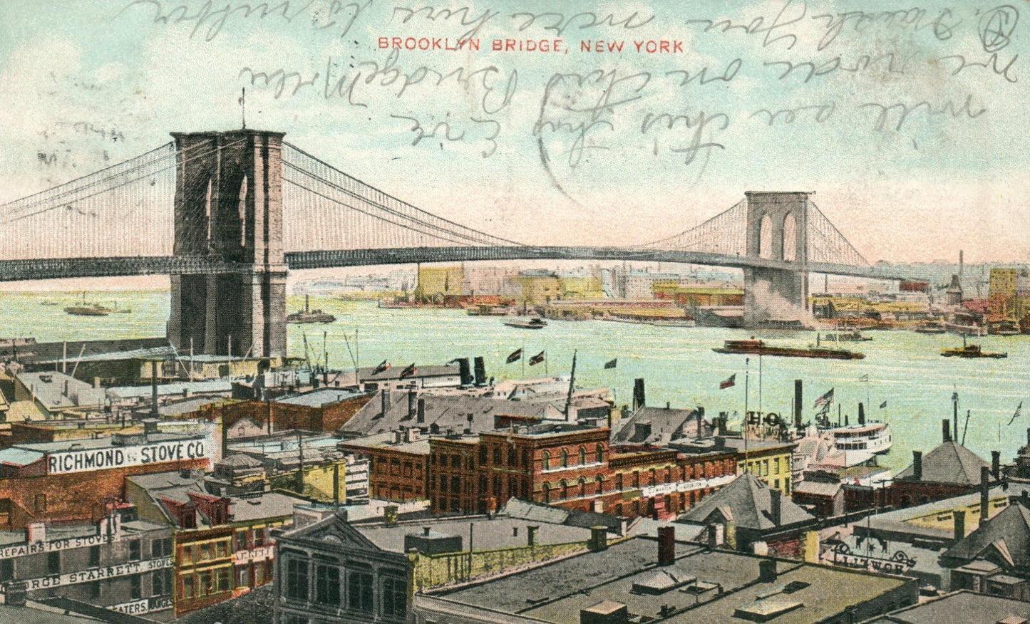Brooklyn Bridge Scenic View New York NY Postcard