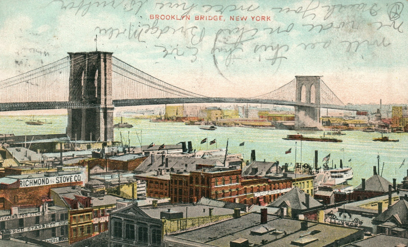 Brooklyn Bridge Scenic View New York NY Postcard