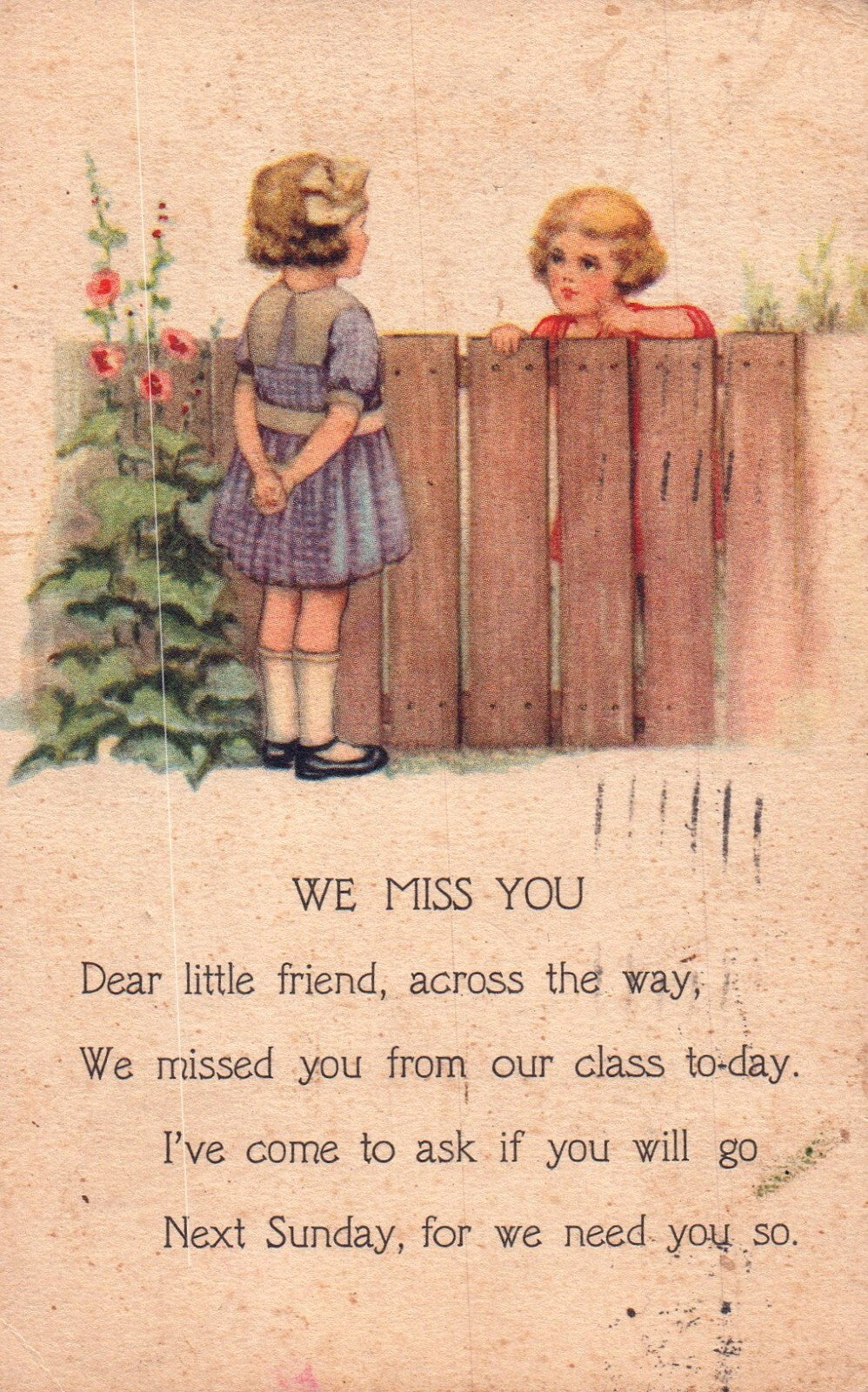 1927 We Miss You Form No 369 Standard Publishing