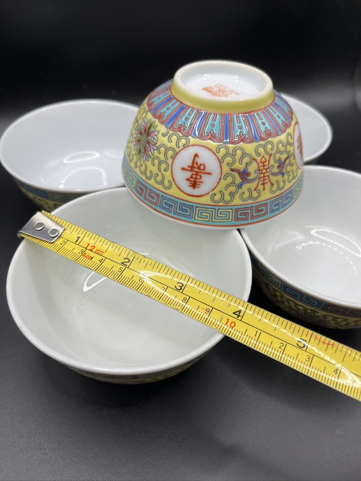 Jingdezhen Bowl Chinese Style Zhengde Straight Mouth Old Style. 4”.  Set Of 5