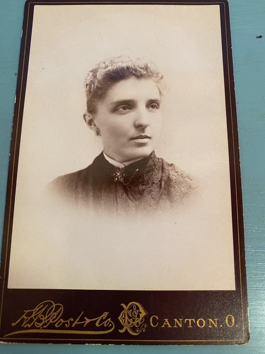 Victorian Woman Real Photo Cabinet Card A B Post & Co Canton Ohio OH 