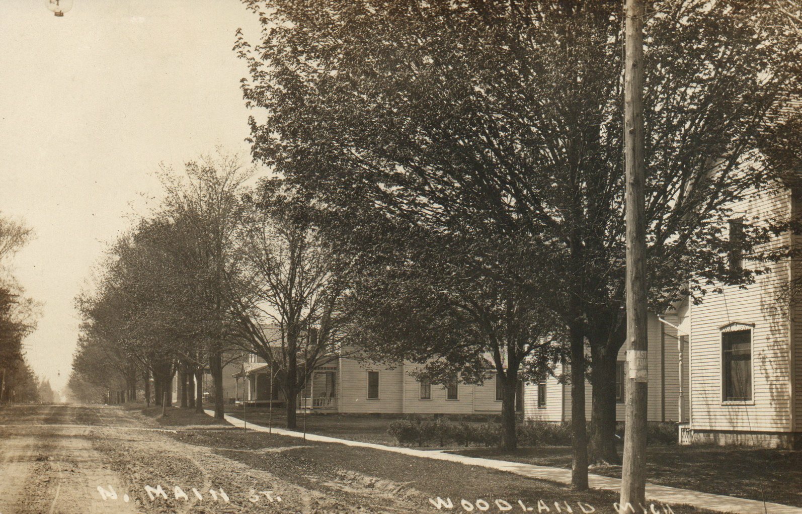 North Main Street Real Photo Homes Woodland MI Michigan Vintage Postcard 