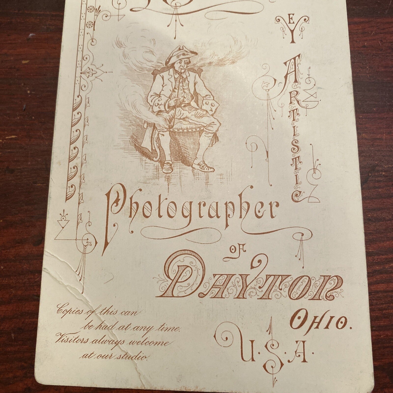 Victorian Real Photo Gentleman Mustache Cabinet Card A L Bowersox Dayton Ohio OH