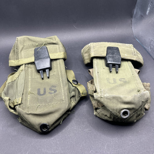 US Military Ammo Pouch Case Small Arms Canvas w/ Alice Clips Lot Of 2
