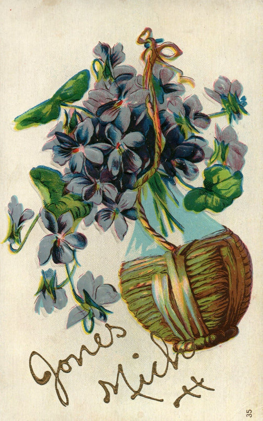 1900's Floral greeting card from Jones Mich Michigan MI Postcard