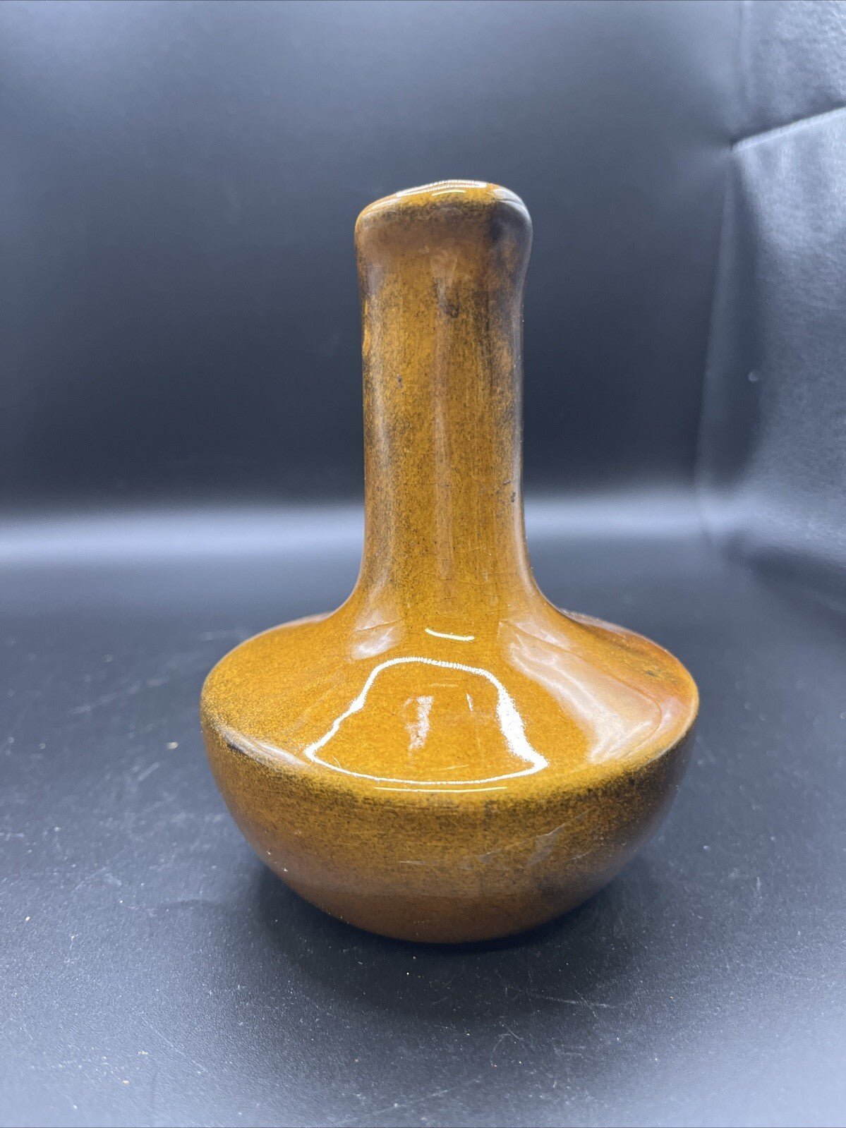 Vtg. Anna Van Briggle Brown Pottery Pitcher 6-1/2” 