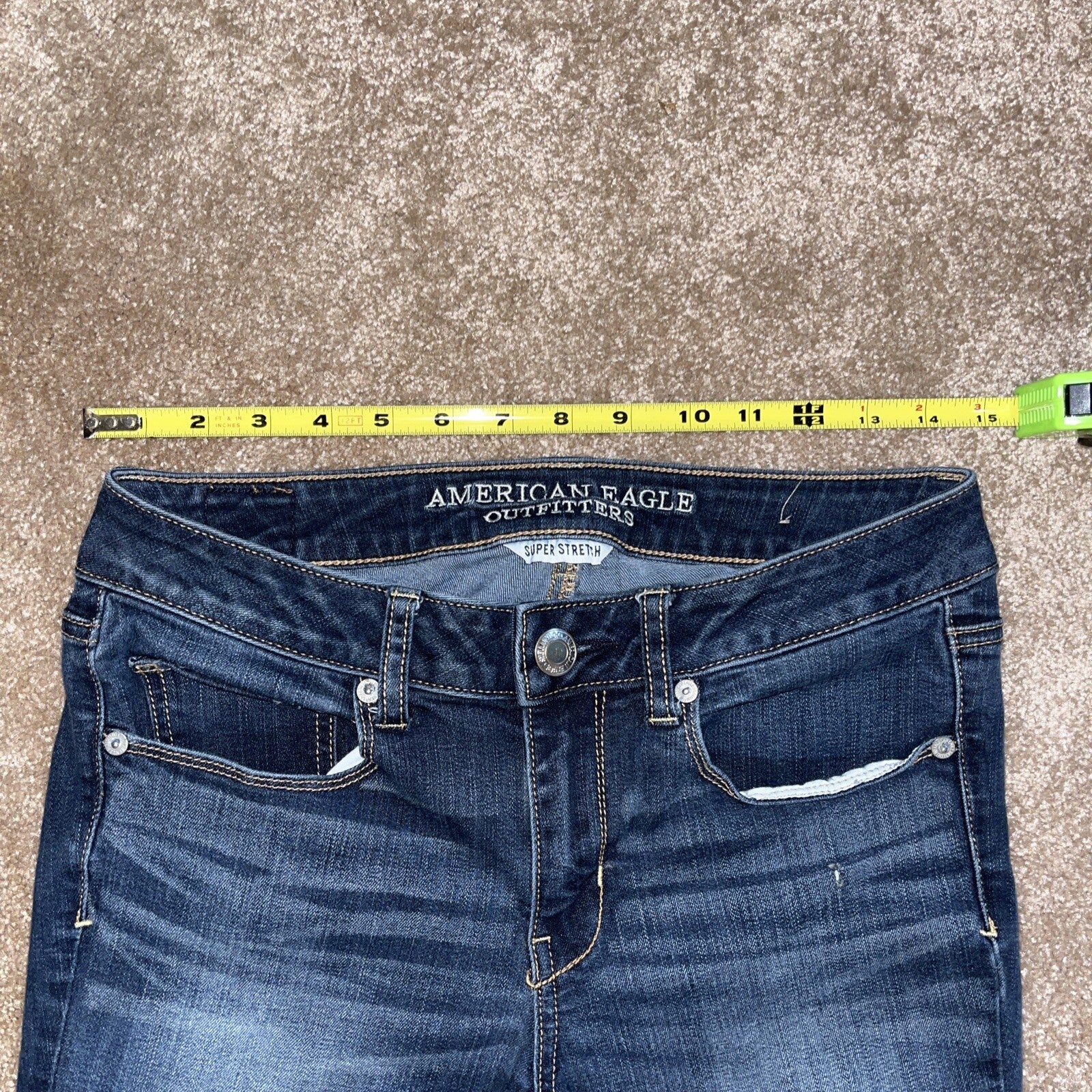 American Eagle Jeans Womens Size 6 Blue Super Stretch Straight Leg Denim