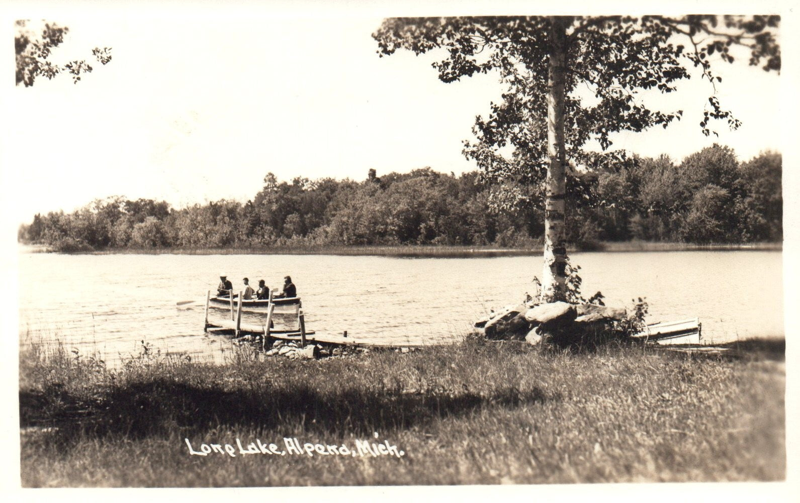 RPPC Lone Lake Alpena Michigan MI Postcard