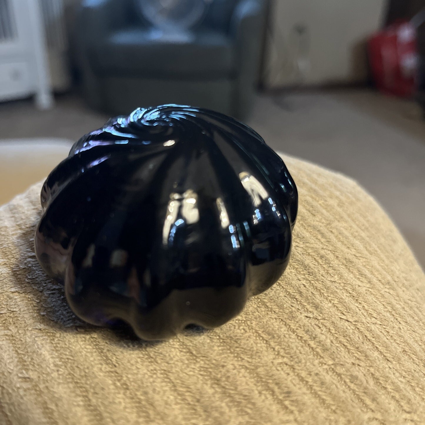 Vintage Levay (Gary Levi) Hand Blown Black Glass Paperweight