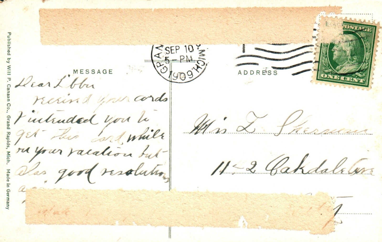 Boulevard Between John Ball & Lincoln Pk  Grand Rapids MI MICH MICHIGAN Postcard