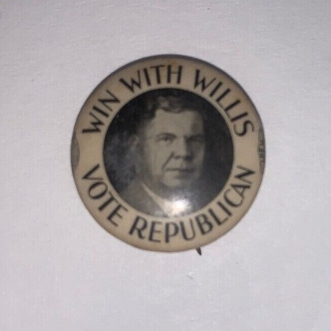 Vintage Win With Willis Vote Republican 7/8" Celluloid Pinback