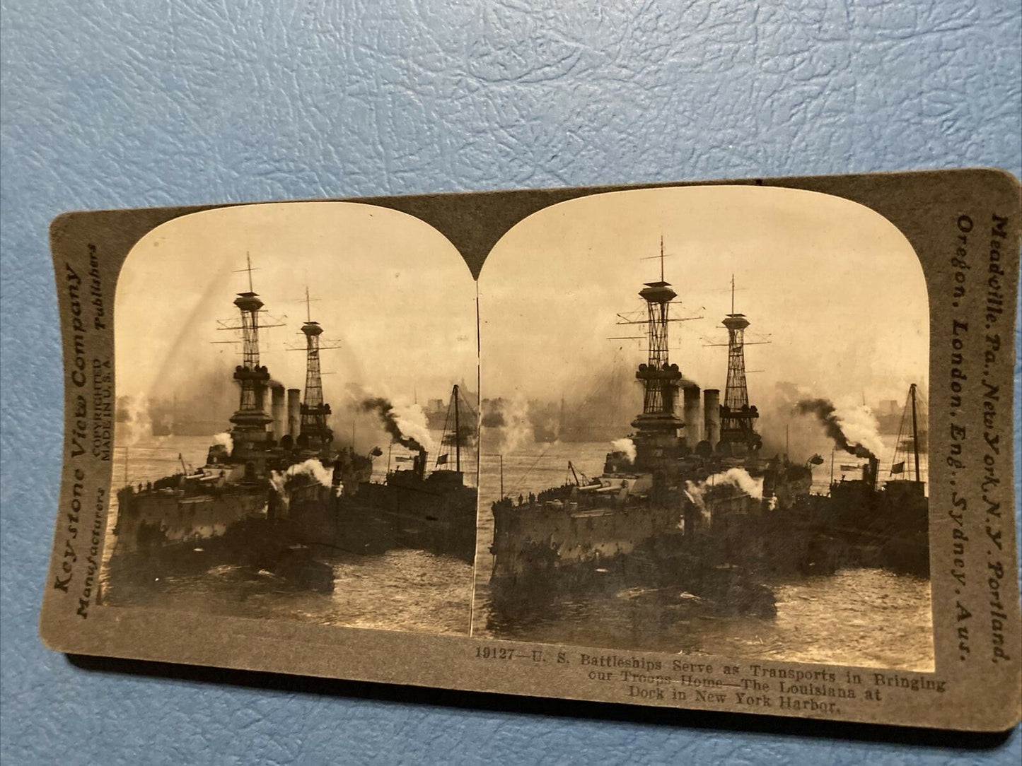 Real Photo Stereoview US Battleships The Louisiana New York City Harbor NY 