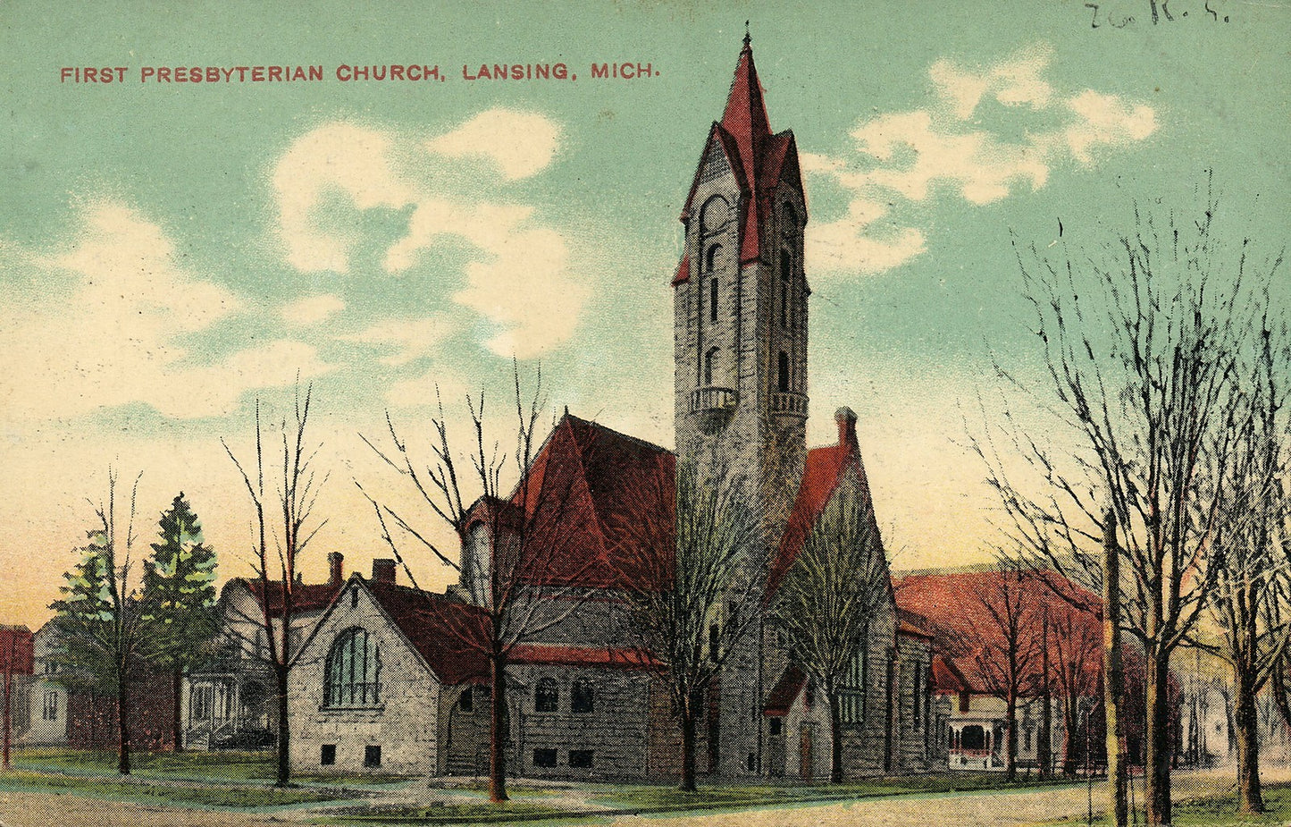 First Presbyterian Church Lansing Mich Michigan MI  Postcard