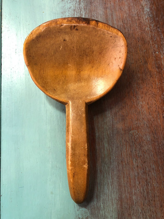 9.5" x 5" Antique Vintage  primitive wooden wood spoon spatula paddle