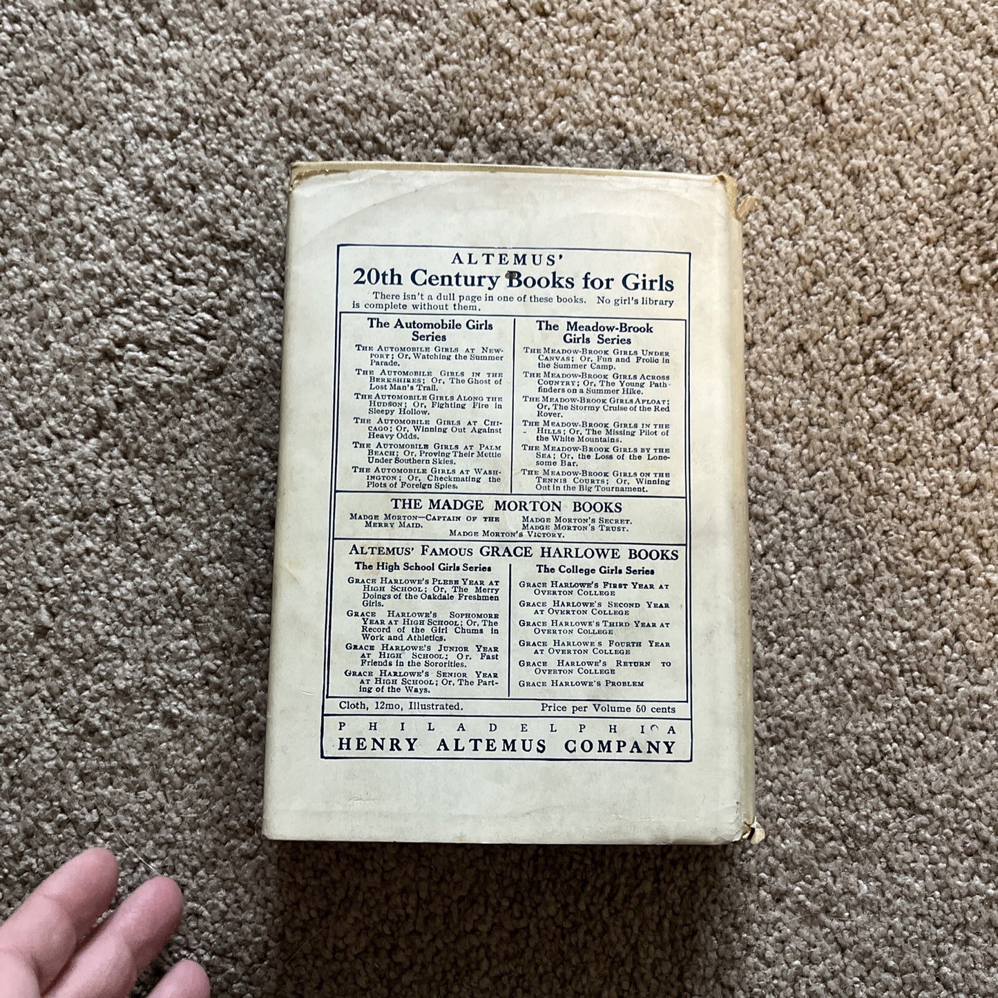 The Meadow-Brook Girls Across Country by Janet Aldridge 1913 Edition HC Book w/