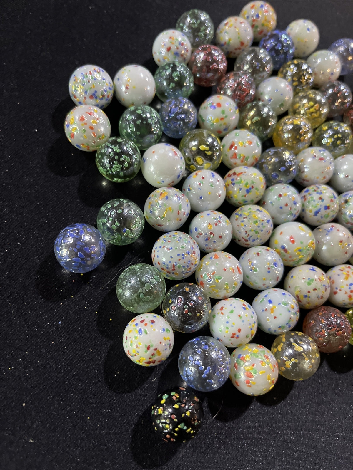 Speckled Glass Marbles yellow, green, multicolo,r and blue 88 Ct