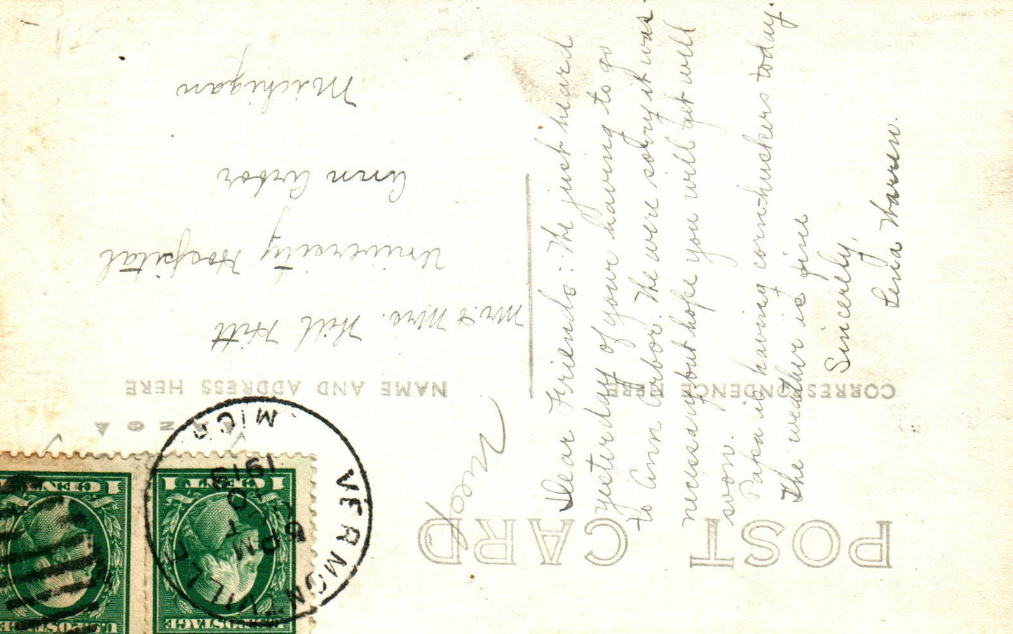 NE East Broadway Street Woodland Michigan MI Postcard Real Photo