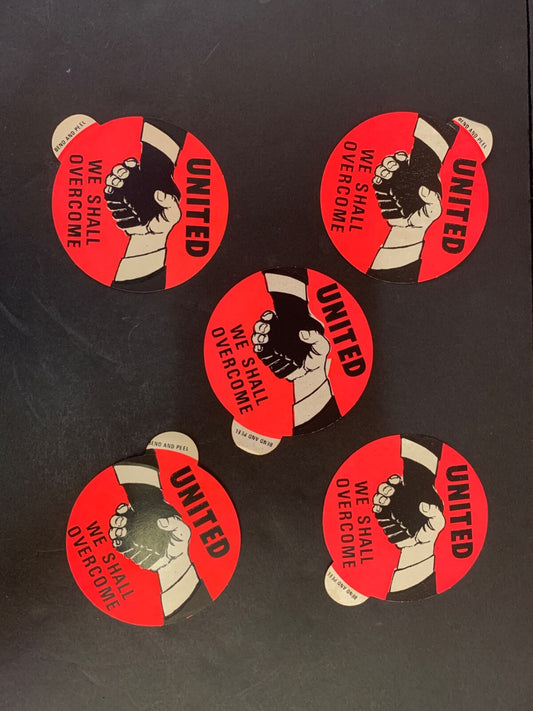 Lot of Five "United We Shall Overcome" Red/Pink 3' x 3' Sticker