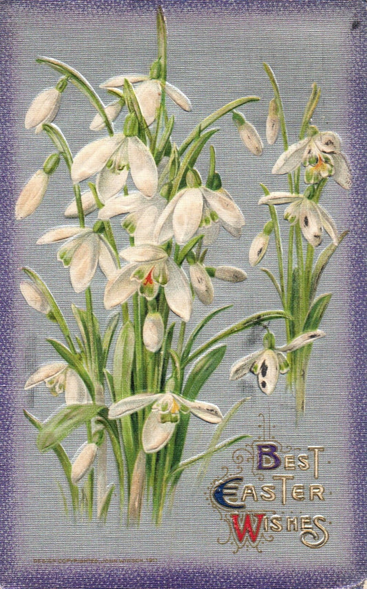 Easter Greetings Children Dancing with Easter Eggs Vintage Easter Postcard