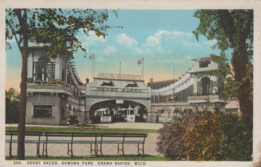 206 Derby Racer Jack Rabbit Ramona Park Grand Rapids Michigan MI Mich Postcard