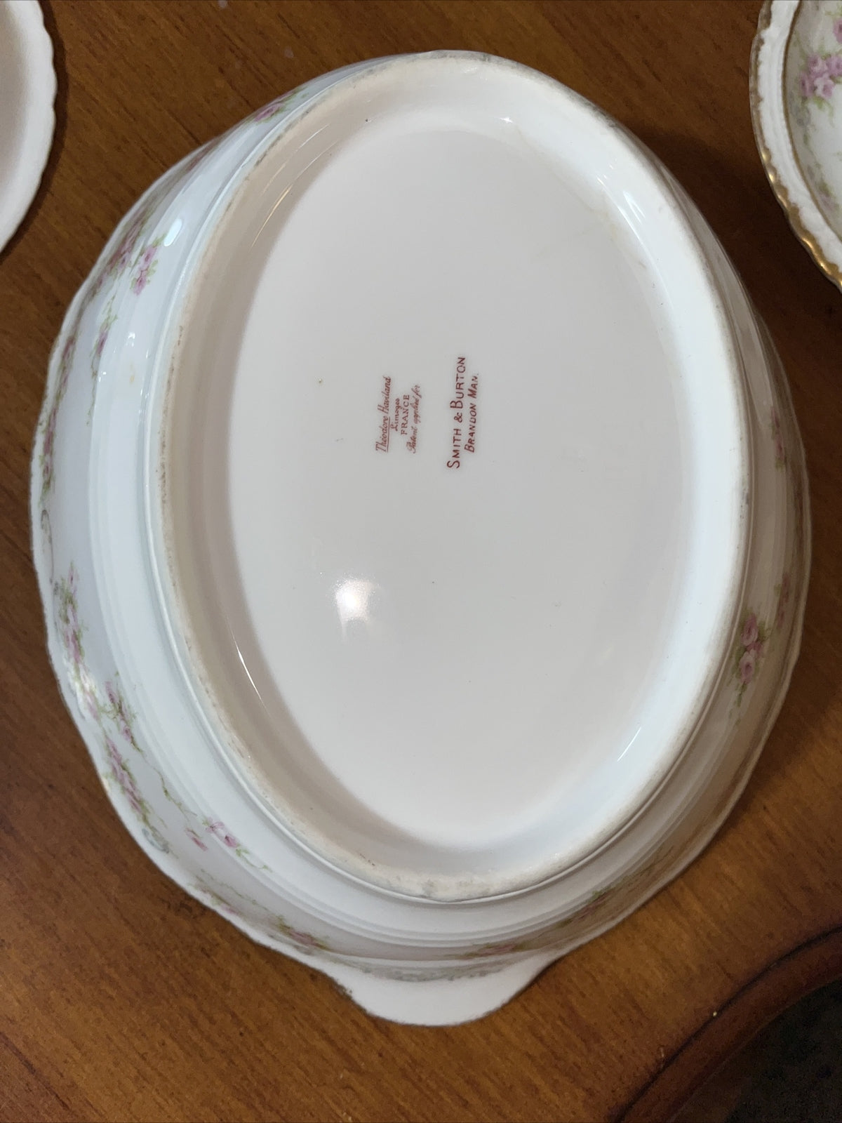 Haviland Limoges 4Tea Cup / Saucer & Serving Bowl- Double Gold Ribbon Flowers