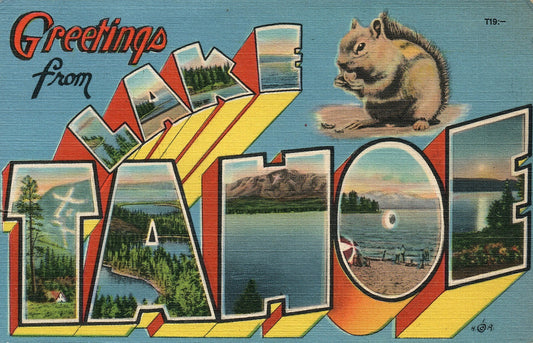 Large Letter Lake Tahoe Nevada NV Postcard